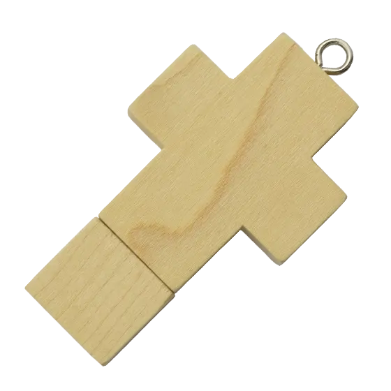 Light Wooden Cross USB Stick