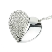 Silver Crystal Heart USB Stick