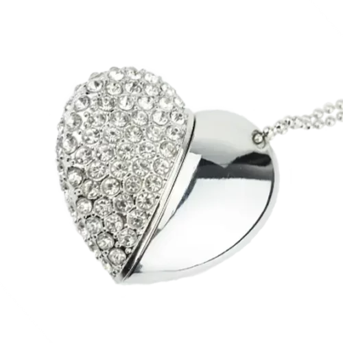 Silver Crystal Heart USB Stick